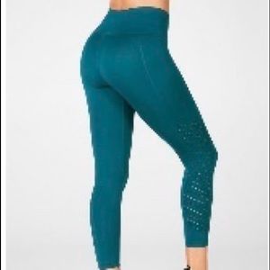 Fabletics Perforated 7/8 Leggings in Teal NWT